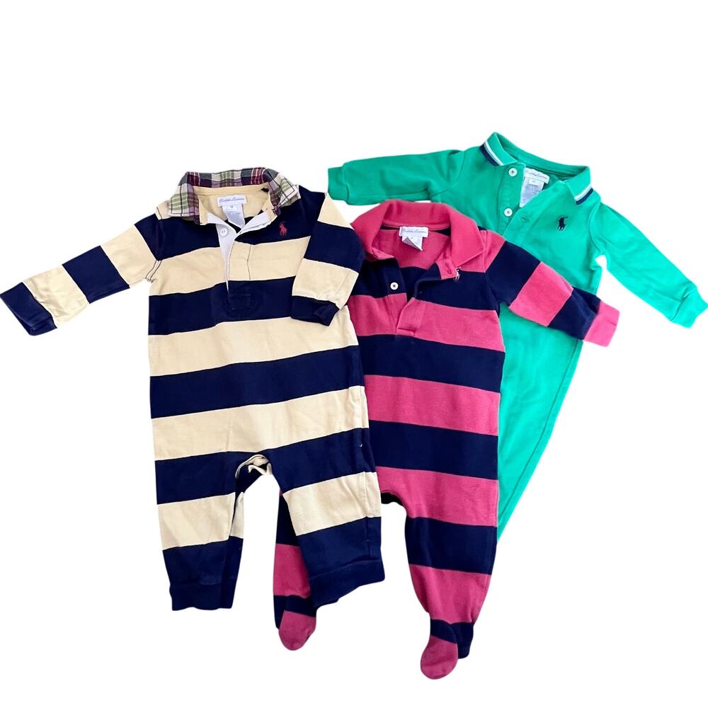 Vintage Ralph Lauren Baby Boy Clothing Set Of 3 Size 6 & 9 Months